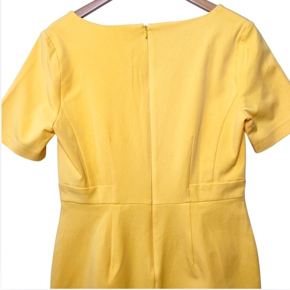 Ann Taylor NWT Yellow Square Neck Womens Short Sleeve Sheath Midi Dress Size 8 - Picture 5 of 8